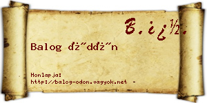 Balog Ödön névjegykártya